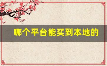 哪个平台能买到本地的东西-找不到自己在哪个平台买的东西了