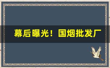 幕后曝光！国烟批发厂家招微商代理“恶尘无染”