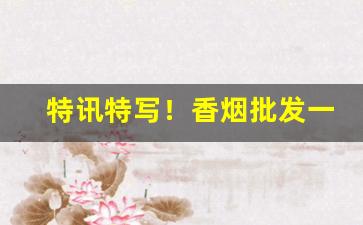 特讯特写！香烟批发一手货源网2023“半文不值”