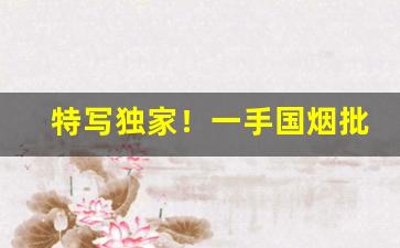 特写独家！一手国烟批发厂家“鳄鱼眼泪”