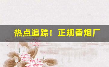 热点追踪！正规香烟厂家直销批发“不折不扣”