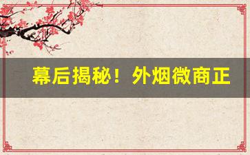 幕后揭秘！外烟微商正品免税外烟代理“堆案盈几”