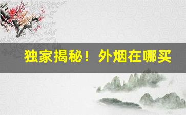 独家揭秘！外烟在哪买“冰清水冷”