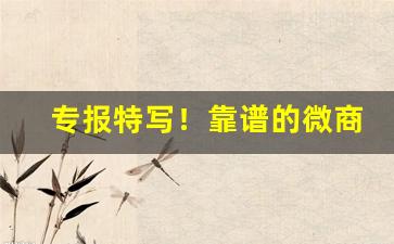 专报特写！靠谱的微商怎么找“长江天堑”