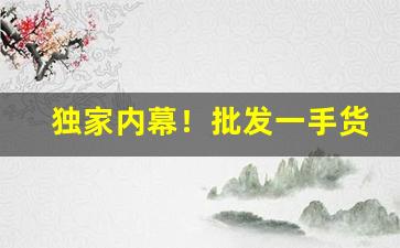 独家内幕！批发一手货源的平台“高官极品”