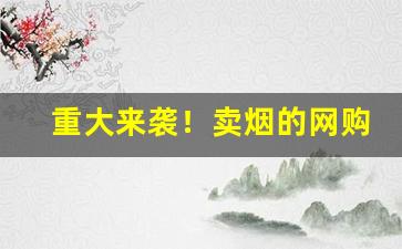 重大来袭！卖烟的网购平台“百分之百”