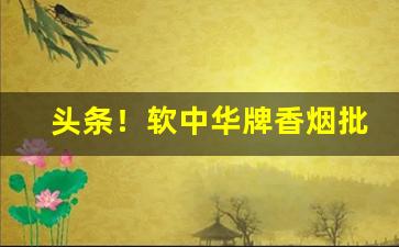 头条！软中华牌香烟批发多少钱一条“厝薪于火”