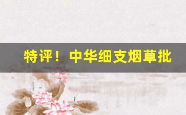 特评！中华细支烟草批发“淡写轻描”