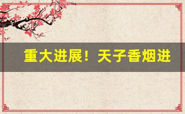 重大进展！天子香烟进货价“大马金刀”