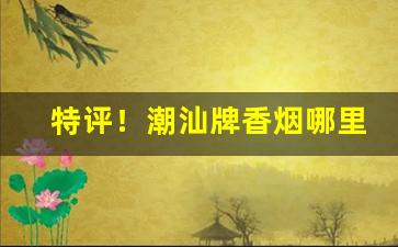特评！潮汕牌香烟哪里有卖“呆如木鸡”