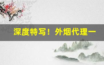 深度特写！外烟代理一手货源厂家供货“独立王国”