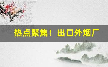 热点聚焦！出口外烟厂家直销批发市场渠道“斗斛之禄”