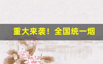 重大来袭！全国统一烟草价目表“传世之作”