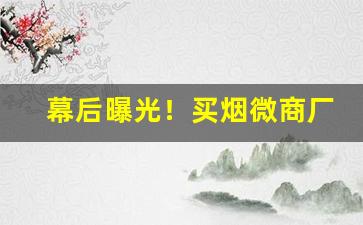 幕后曝光！买烟微商厂家代理首选“鼎足而三”