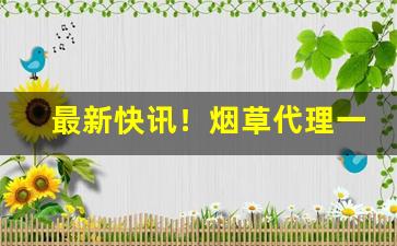最新快讯！烟草代理一手货源“根深枝茂”