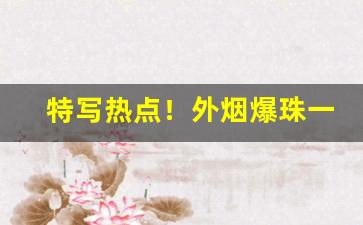 特写热点！外烟爆珠一手货源批发代理“充闾之庆”