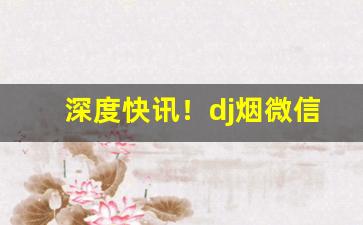 深度快讯！dj烟微信“风月债”