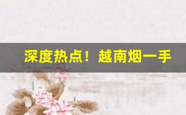 深度热点！越南烟一手批发“风华绝代”