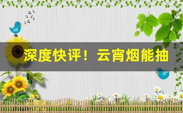 深度快评！云宵烟能抽吗“多艺多才”