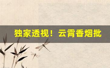 独家透视！云霄香烟批发微信一手货源“戳无路儿”
