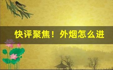 快评聚焦！外烟怎么进口到中国“创巨痛深”