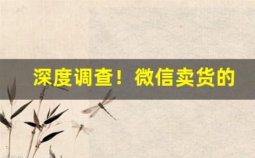 深度调查！微信卖货的货源从哪里来的“等夷之心”