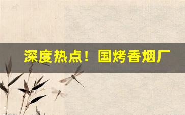 深度热点！国烤香烟厂家自发“包打天下”
