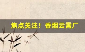 焦点关注！香烟云霄厂家一手免税国内香烟“乘胜逐北”
