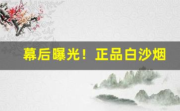 幕后曝光！正品白沙烟哪里有卖“倒打一瓦”