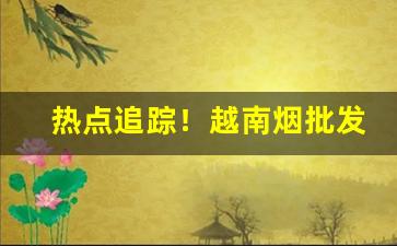 热点追踪！越南烟批发香烟批发网“不徇私情”